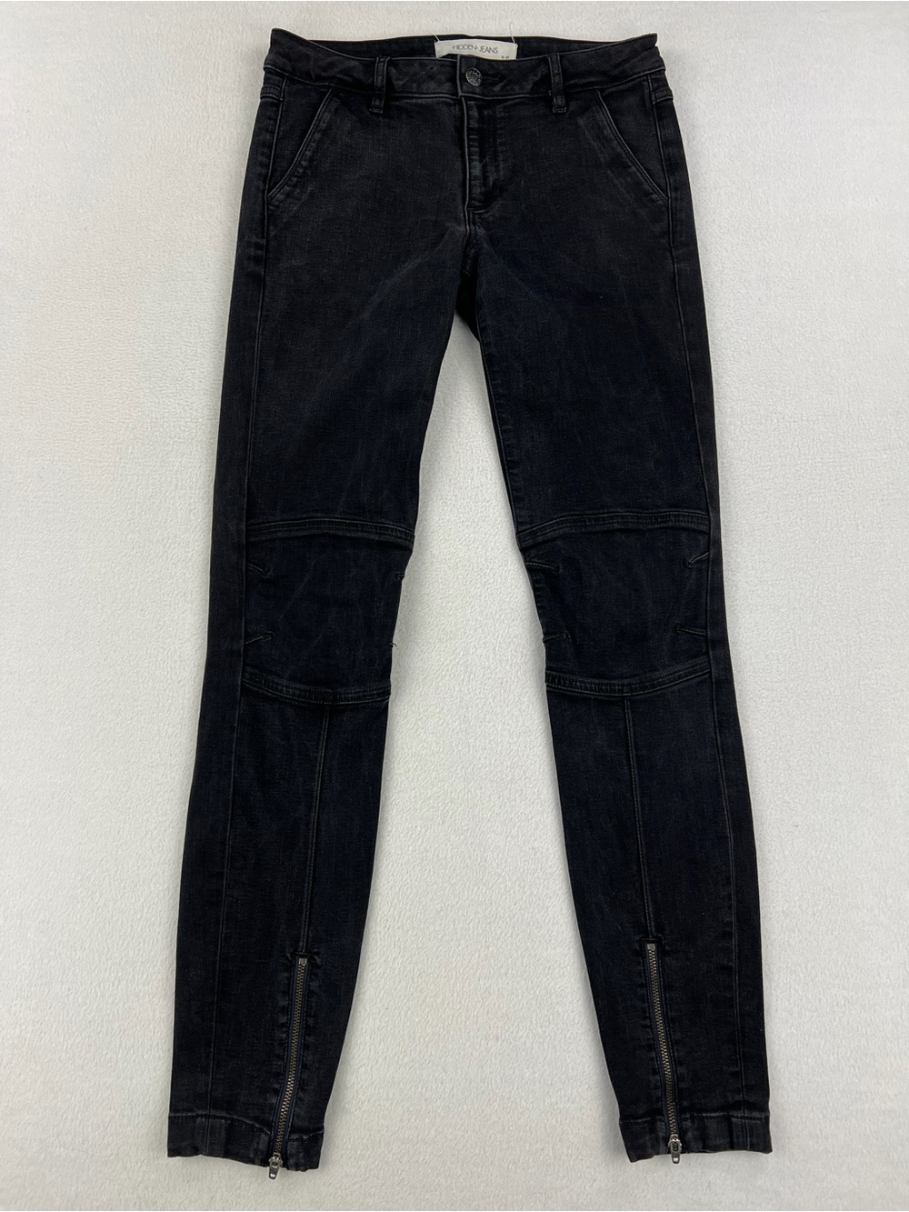 Hidden Jeans Womens Slim Fit Ankle Zip Black Washed Mid Rise Denim Jeans Sz 28